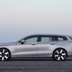 A photo of a silver Volvo V60 Recharge station wagon.